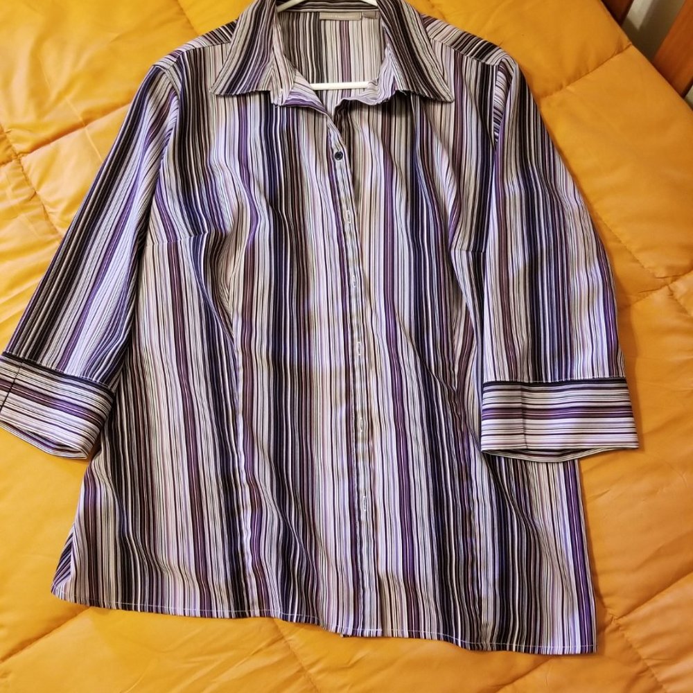 Business Casual - Blouse - Craft and Barrow - XXL - Purple Striped